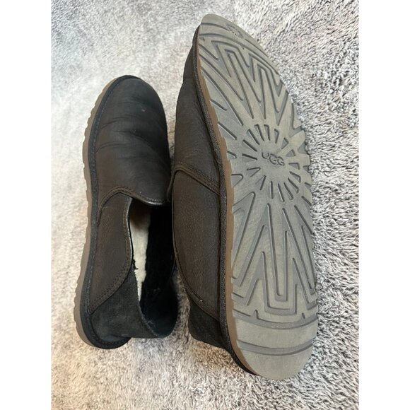 UGg Cooke Loafer Slipper Size 10 Black Suede Wool Lined Collapsible Heel 16596 - Picture 10 of 13